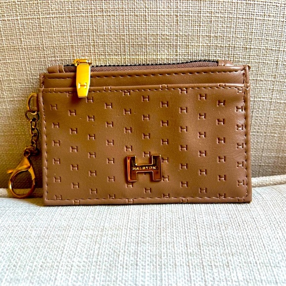 HALSTON Brown Leather Wallet. Good Condition, 4”x5” - Picture 1 of 4